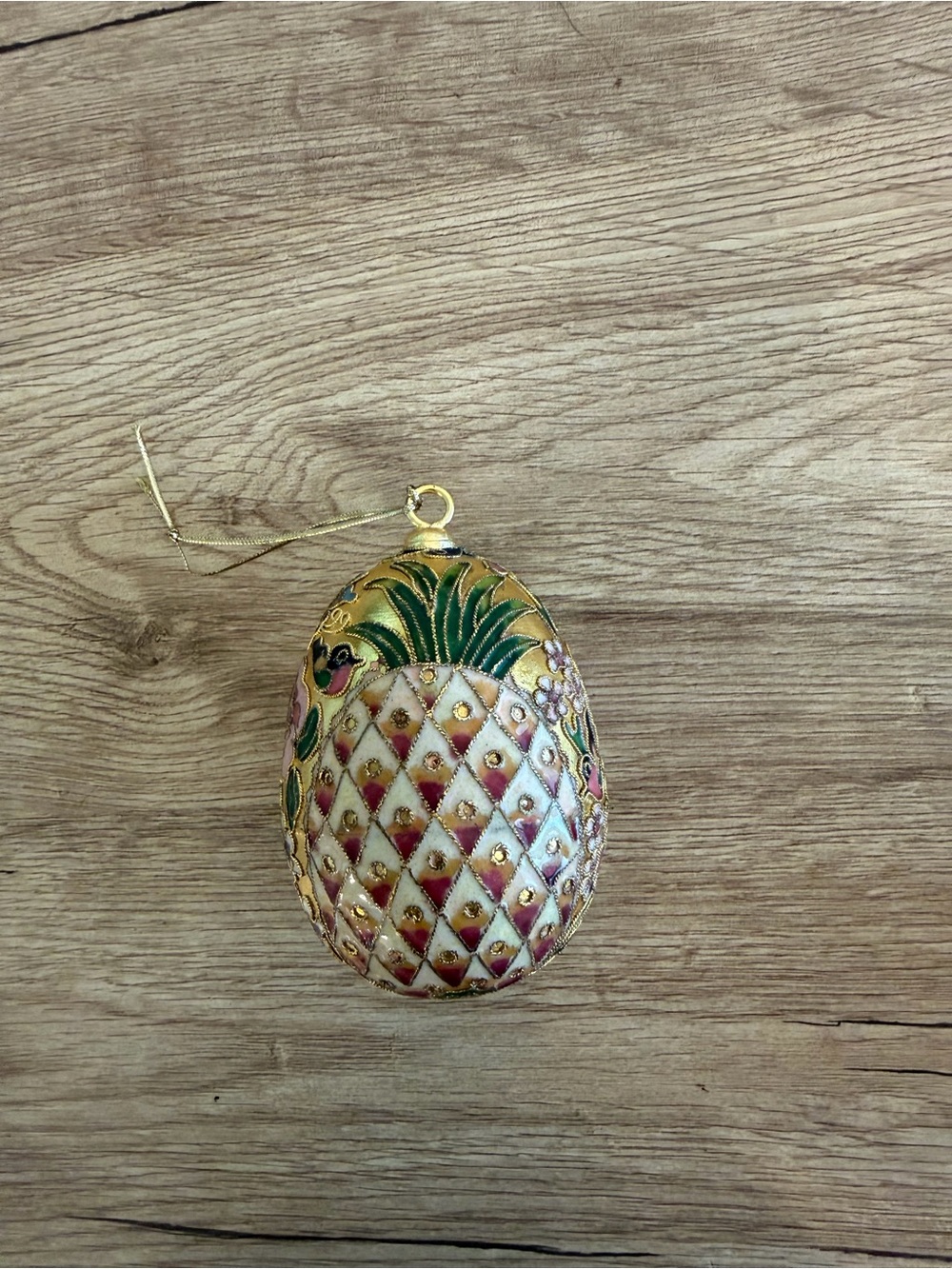 Alessandra Glass Victorian-style cloisonné pineapple ornament